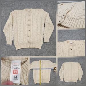 VTG ST Michael Mens Size‎ 42 100% Pure British Wool Cableknit Cardigan Sweater